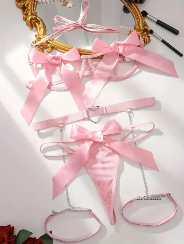 Ensemble de lingerie jarretière en dentelle florale rouge avec tour de cou pour femmes, intimes, soutien-gorge à armatures et tongs, ensemble de sous-vêtements pour dames, 2024
