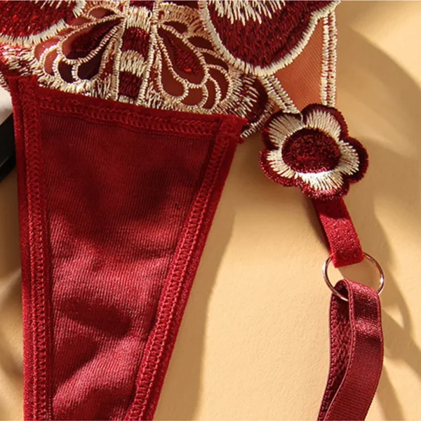 Culotte taille basse en dentelle papillon pour femme, string sexy, slip en maille transparente, slip taille réglable, culotte G Tranche – Image 3